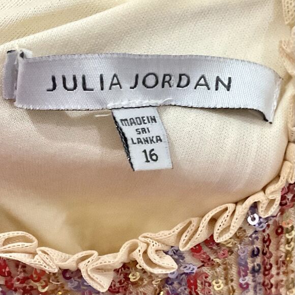 Julia Jordan Sleeveless Sequin Trapeze Dress Metallic Evening Sz 16 Multi-color - Picture 4 of 10